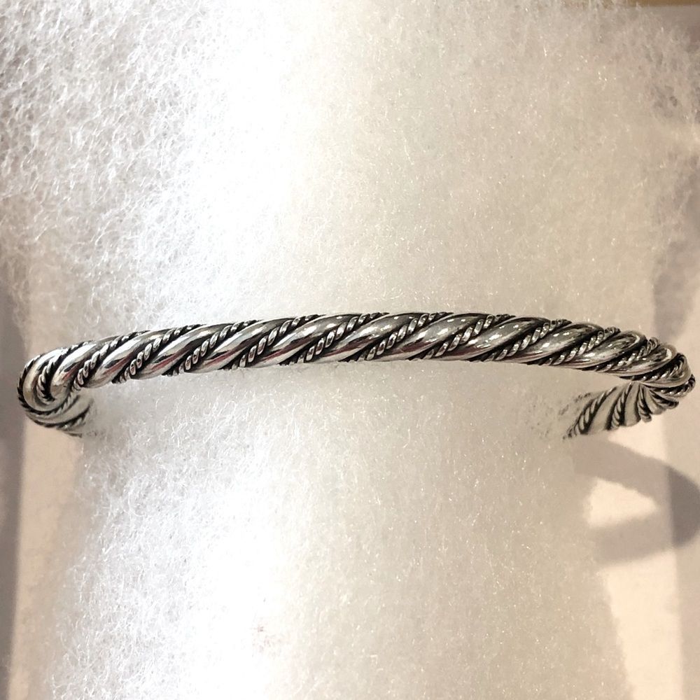VINTAGE Sterling Silver Twisted Cuff Bangle Bracelet